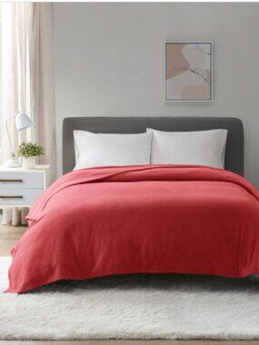 Home Design Easy Care Year-Round Soft Fleece Blanket, King, Red